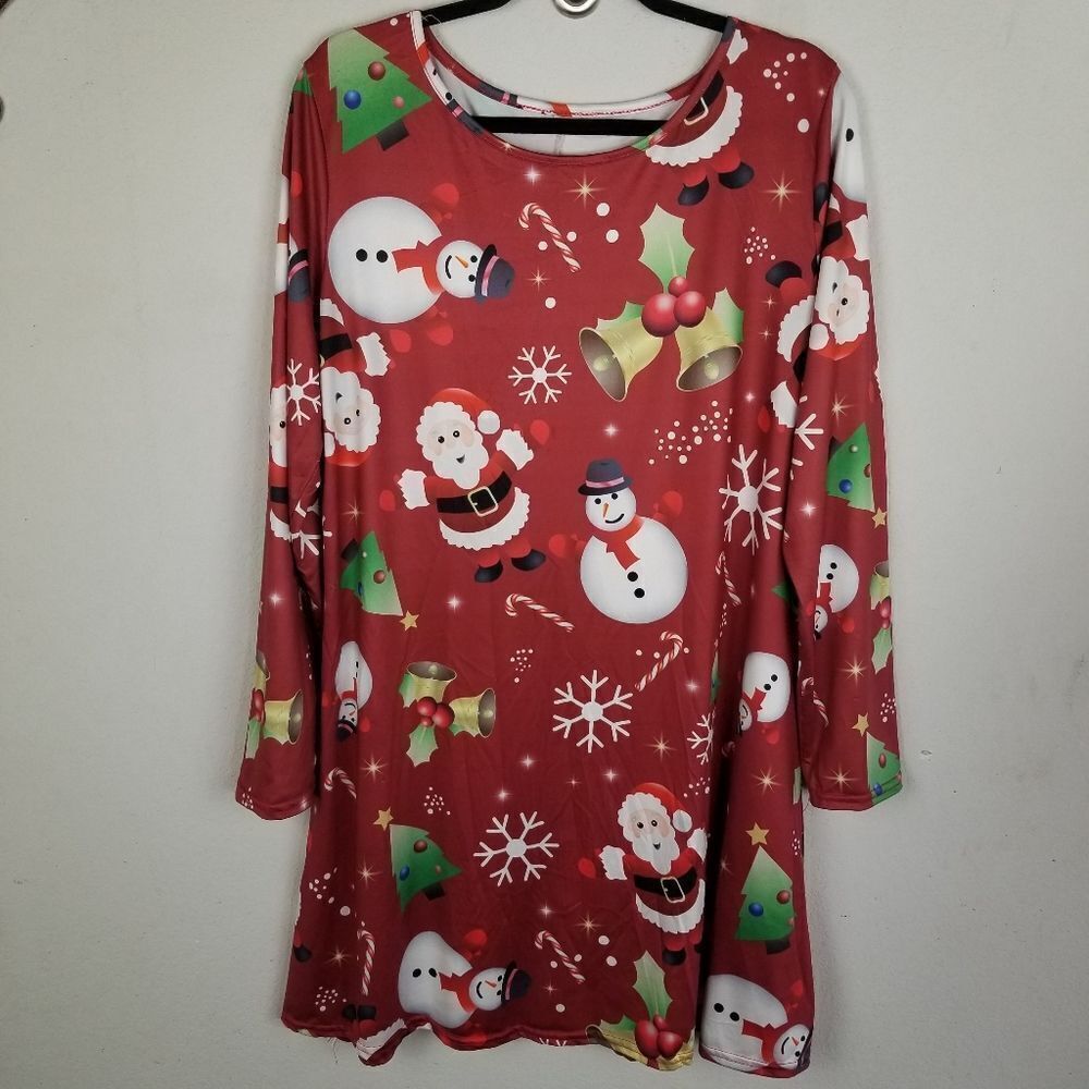 Festive Long Sleeve Holiday Mini Dress‎ Size XL